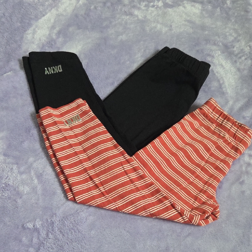 DKNY Girls Leggings - Black and Red Stripes